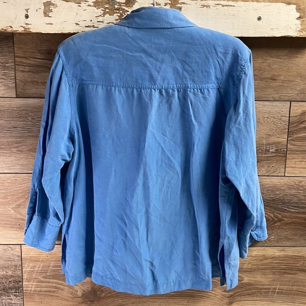 Dressbarn Ladies Silk Linen Blouse, Size Medium, Blue - Picture 5 of 6
